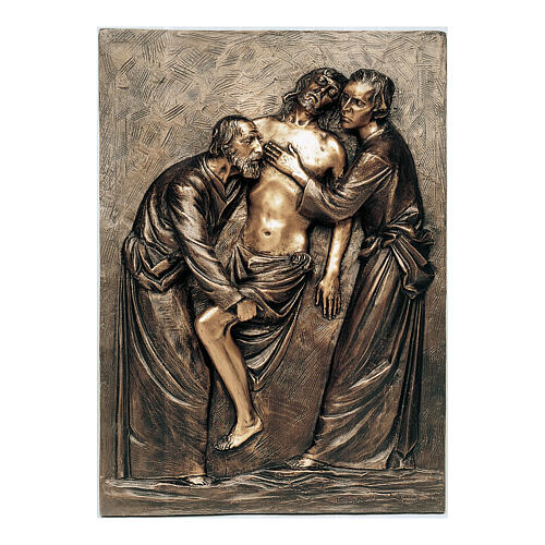 Plaque of the Deposition Jesus Christ in bronze, 70x50 cm for OUTDOORS 1