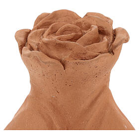 Cremation urn, rose bud shape in red terracotta