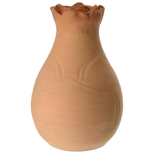 Cremation urn, rose bud shape in red terracotta 5