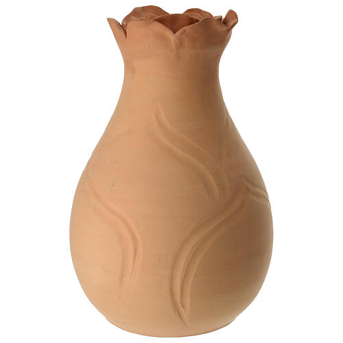 Cremation urn, rose bud shape in red terracotta 7