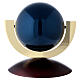 Urna cineraria Ovación esfera acero lacado azul base caoba s1