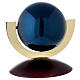 Urna cineraria Ovazione sfera acciaio laccato blu base mogano s6