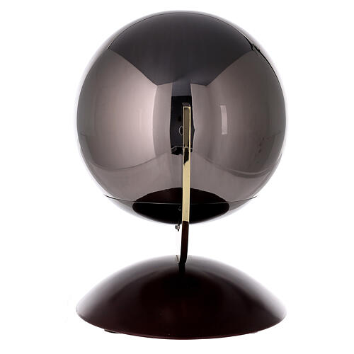Urna funerária modelo "Ovazione" esfera cinzenta com base de madeira de mogno 3