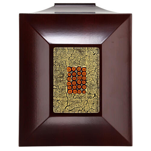 Venice funeral urn in mahogany and Murano glass and gold leaf 1
