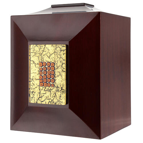 Venice funeral urn in mahogany and Murano glass and gold leaf 3