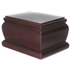 Cremation urn, casket in varnished mahogany