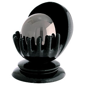 Hands urn with sphere, in ceramic and steel