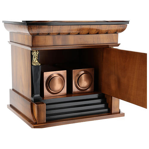 Temple funeral urn in wood and copper suitable for containing 2 urns 4