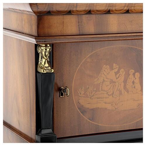 Temple cremation urn, in varnished mahogany for 2 urns 6