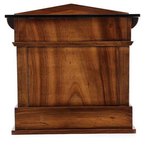 Temple cremation urn, in varnished mahogany for 2 urns 11