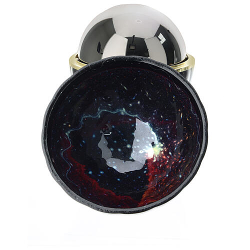 Graburne aus Muranoglas in Form vom Meteorit mit Stahlkugel 9