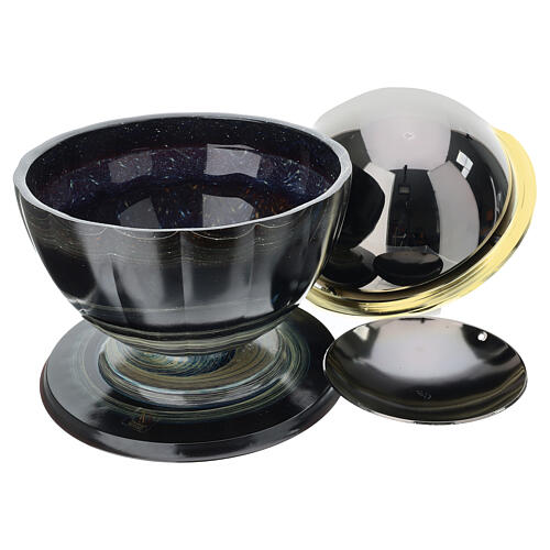 Meteorite funeral urn in Murano glass and steel sphere 8