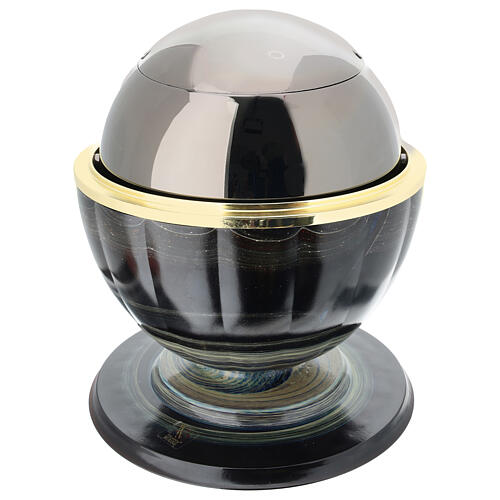 Urna cineraria Meteorito vidrio de murano y esfera de acero 3