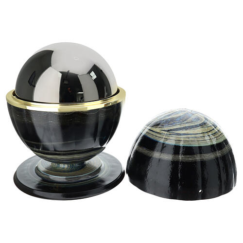 Meteorite cremation urn in Murano glass with steel sphere 2
