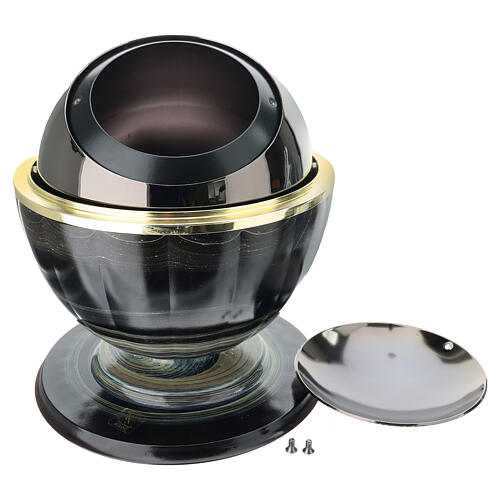 Meteorite cremation urn in Murano glass with steel sphere 6