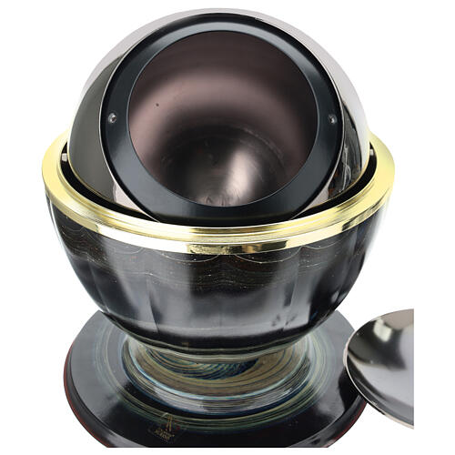 Meteorite cremation urn in Murano glass with steel sphere 7