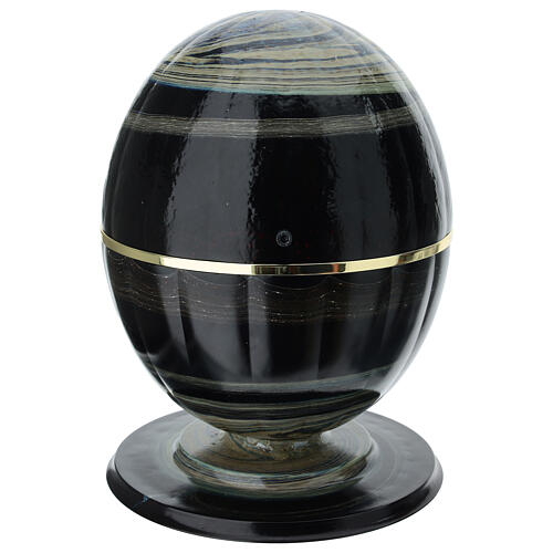 Meteorite cremation urn in Murano glass with steel sphere 11