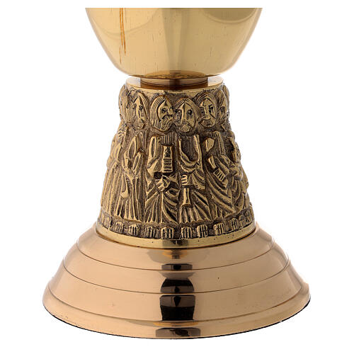 Flower vase in golden brass, steel basket with apostles 3