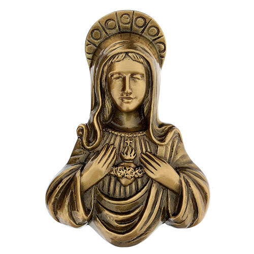 Satinised bronze plaque showing the Virgin Mary 20 cm for EXTERNAL use 1