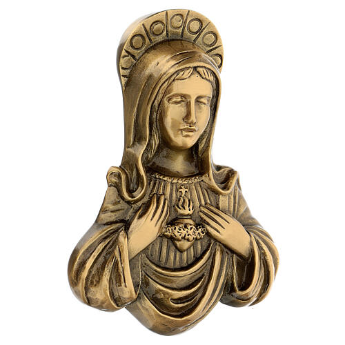 Satinised bronze plaque showing the Virgin Mary 20 cm for EXTERNAL use 3