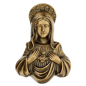 Plaque of Mary in satin bronze, 20 cm for OUTDOORS