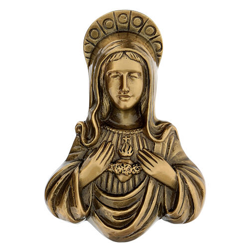 Plaque of Mary in satin bronze, 20 cm for OUTDOORS 1