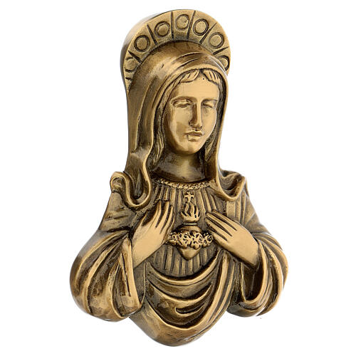 Plaque of Mary in satin bronze, 20 cm for OUTDOORS 3