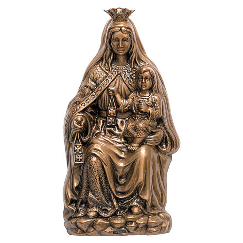 Satinised bronze plaque showing Our Lady of Mount Carmen 35 cm for EXTERNAL use 1