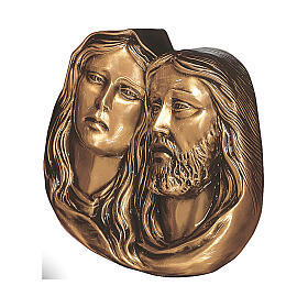 Plaque close-up of Mary and Jesus Pietà, bronze 27 cm for OUTDOORS