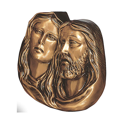 Plaque close-up of Mary and Jesus Pietà, bronze 27 cm for OUTDOORS 1