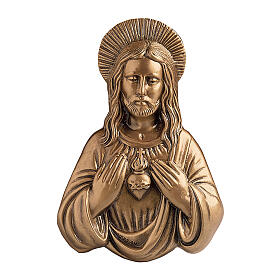 Placa Sagrado Corazón Jesús bronce 33 cm para EXTERIOR