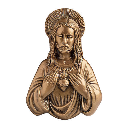 Plaque Sacré-Coeur de Jésus bronze 33 cm pour EXTÉRIEUR 1