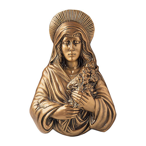 Plaque of Miraculous Mary, in bronze 33 cm for OUTDOORS 1