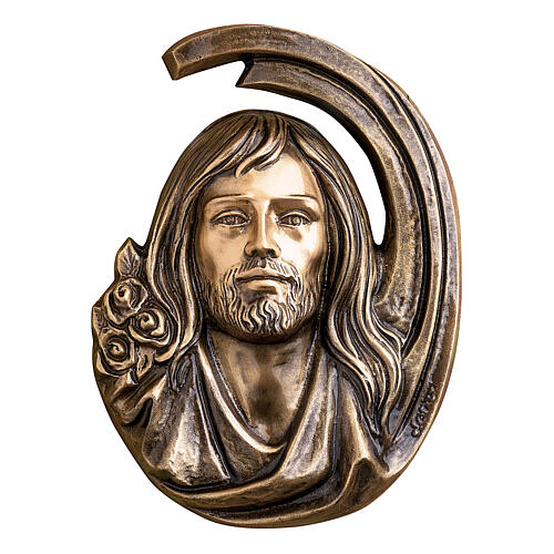 Plaque détail visage Jésus-Christ 36 cm bronze pour EXTÉRIEUR 1