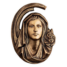 Placa rostro Virgen bronce 36 cm para EXTERIOR