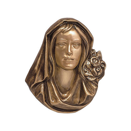 Placa funerária bronze rosto Nossa Senhora 26 cm para EXTERIOR 1