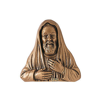 Plaque Saint Pio en bronze 34 cm pour EXTÉRIEUR 1