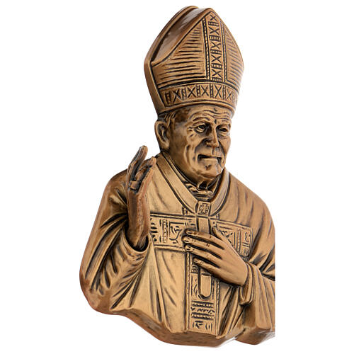 Targa busto Papa Wojtyla bronzo 27 cm per ESTERNO 3