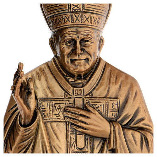 Tablica popiersie Papieża Wojtyły z brązu, 27 cm, na ZEWNĄTRZ 2