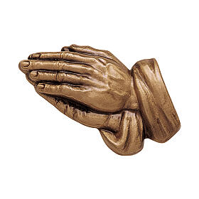 Bronze grave decoration hands in prayer, 10 cm for OUTDOORS