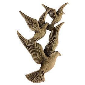 Bronzerelief, Fliegende Tauben, 17 cm, für den Außenbereich