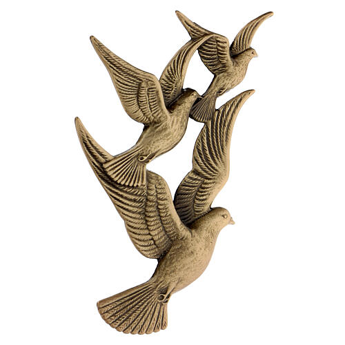 Bronzerelief, Fliegende Tauben, 17 cm, für den Außenbereich 3