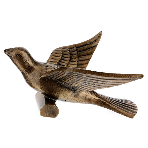 Bronze headstone ornament, dove in flight 13 cm for OUTDOORS 3