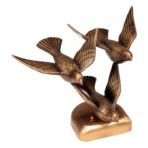 Statue aus Bronze, Fliegende Tauben, 23 cm für den Außenbereich 1