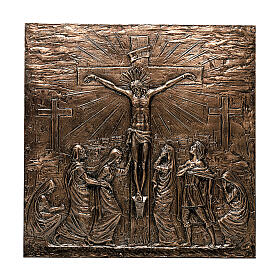 Placa bronze Crucificação Jesus 110 cm para EXTERIOR