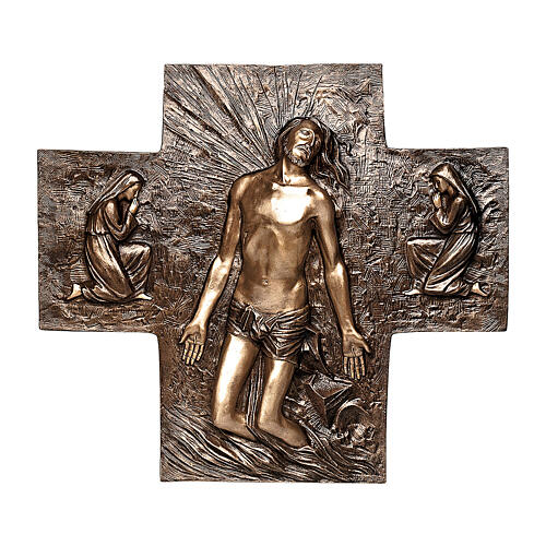 Bronze plaque showing the resurrection of Christ 77 cm for EXTERNAL use 1