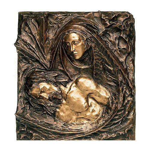Bronzerelief, Pietà, 45 cm für den Außenbereich 1