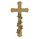 Croce bronzo da lapide con foglie incise 10 cm per ESTERNO s1