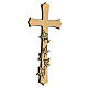 Croce bronzo da lapide con foglie incise 10 cm per ESTERNO s2