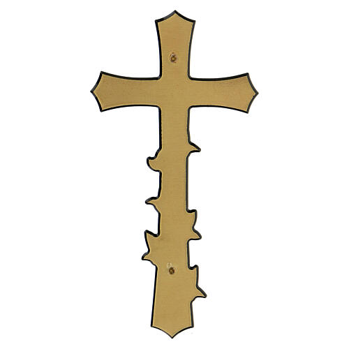 Bronze funeral cross with engraved leaves, 10 cm for OUTDOORS 3